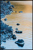 Rocks and evening reflections, Cleetwood Cove. Crater Lake National Park ( color)