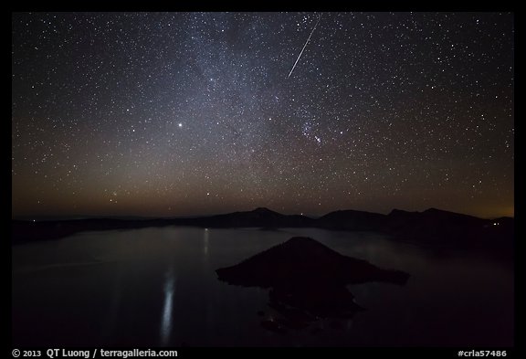 Meteor over Crater Lake. Crater Lake National Park (color)