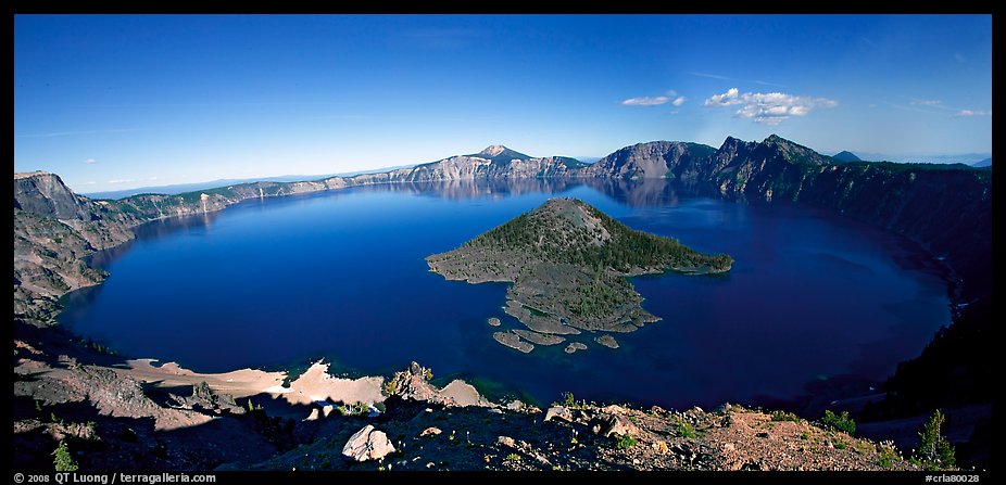 Crater Lake and Wizard Island. Crater Lake National Park (color)