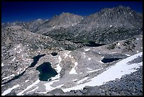 Rae Lakes basin from  high pass. Kings Canyon  National Park, California, USA.