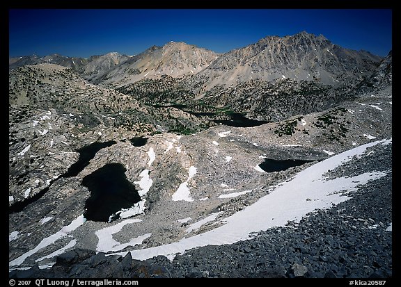 Rae Lakes basin from Glen Pass. Kings Canyon National Park, California, USA.