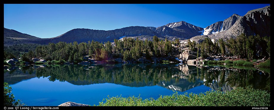 Clear lake with mountain range reflected. Kings Canyon National Park (color)