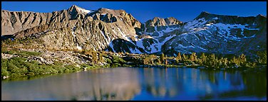 Sierra Mountains and lake in early summer. Kings Canyon National Park (Panoramic color)