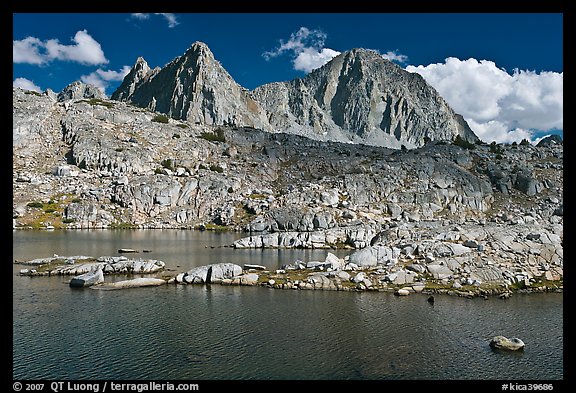 Lake, Isoceles Peak and Mt Giraud, Dusy Basin. Kings Canyon National Park (color)