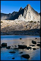 Isocele Peak reflected in lake, late afternoon, Dusy Basin. Kings Canyon National Park ( color)