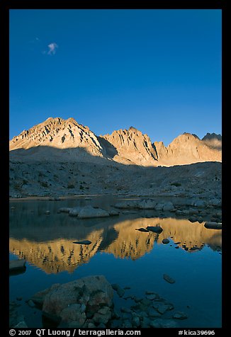 Palissades chain reflected in lake, Dusy Basin. Kings Canyon National Park (color)