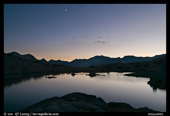 Lake at sunset, Dusy Basin. Kings Canyon National Park (color)