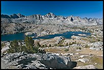 Alpine terrain, lakes and mountains, morning, Dusy Basin. Kings Canyon National Park ( color)