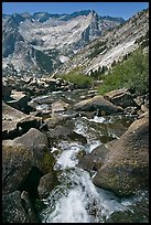 Stream plunges towards Le Conte Canyon. Kings Canyon National Park ( color)