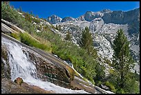 Waterfall, and mountains, Le Conte Canyon. Kings Canyon National Park ( color)