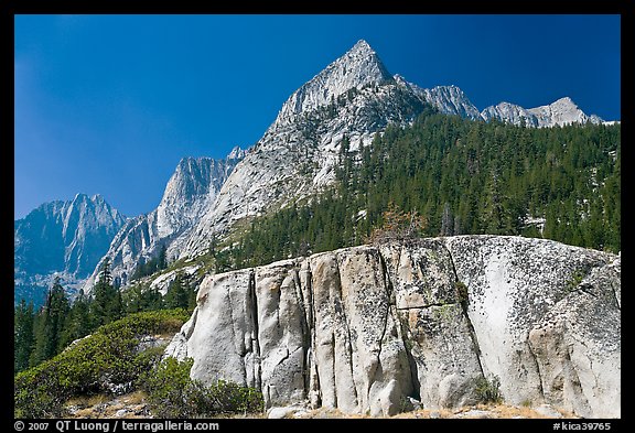 Granite block and peak, Le Conte Canyon. Kings Canyon National Park (color)