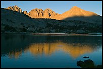Palissades and Columbine Peak reflected in lake at sunset. Kings Canyon National Park, California, USA.