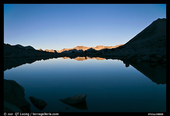Lake and reflections, early morning, Dusy Basin. Kings Canyon National Park (color)