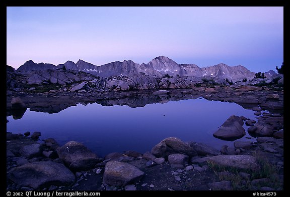 Pond in Dusy Basin and Mt Giraud, dawn. Kings Canyon National Park (color)