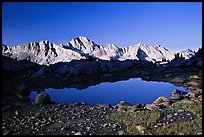 Pond in Dusy Basin and Mt Giraud, early morning. Kings Canyon National Park, California, USA. (color)