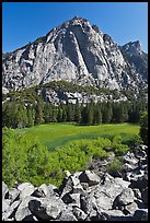 High granite walls above lush meadow. Kings Canyon National Park ( color)