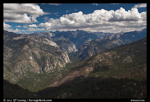 Cedar Grove Valley view and clouds. Kings Canyon National Park (color)