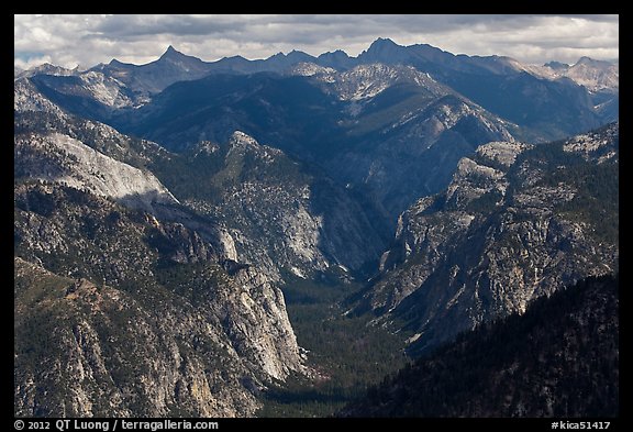 Glacial valley from above, Cedar Grove. Kings Canyon National Park (color)