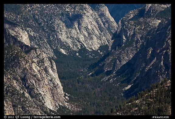 Valley carved by glaciers from above, Cedar Grove. Kings Canyon National Park (color)