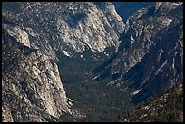Valley carved by glaciers from above, Cedar Grove. Kings Canyon National Park, California, USA. (color)