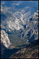 U-shaped valley from above, Cedar Grove. Kings Canyon National Park, California, USA. (color)