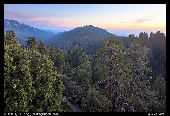 Redwood Canyon from above, sunset. Kings Canyon National Park (color)