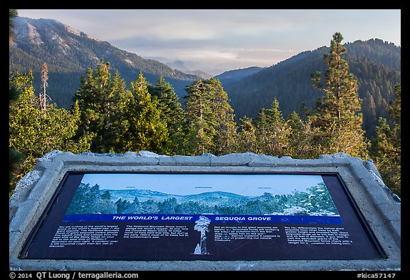 Interpretive sign, Redwood Mountain. Kings Canyon National Park, California, USA.