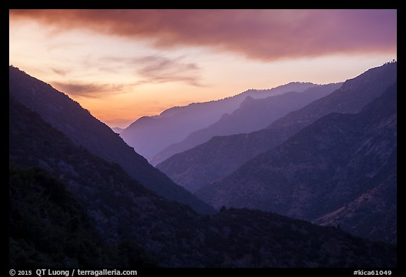 Cedar Grove Valley at sunset. Kings Canyon National Park (color)