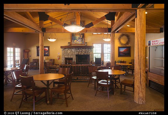 John Muir Lodge fireplace room. Kings Canyon National Park (color)