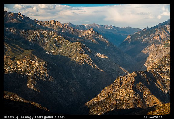 Kings River Gorge the west at sunset. Kings Canyon National Park (color)