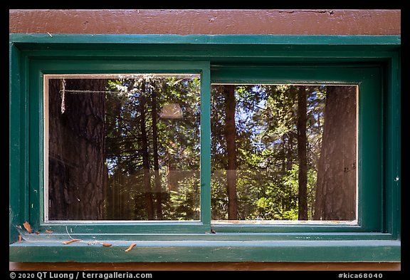 Window reflexion, Cedar Grove Visitor Center. Kings Canyon National Park (color)