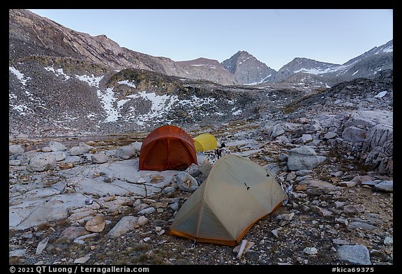 Backcountry camp below Forester Pass, Kings Canyon National Park. California (color)