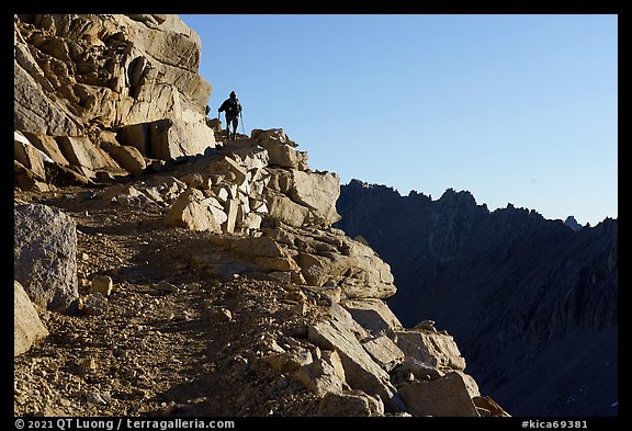 Precipitous section of the John Muir Trail, Kings Canyon National Park. California (color)