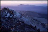 Summit of Lassen Peak with volcanic formations, sunset. Lassen Volcanic National Park ( color)