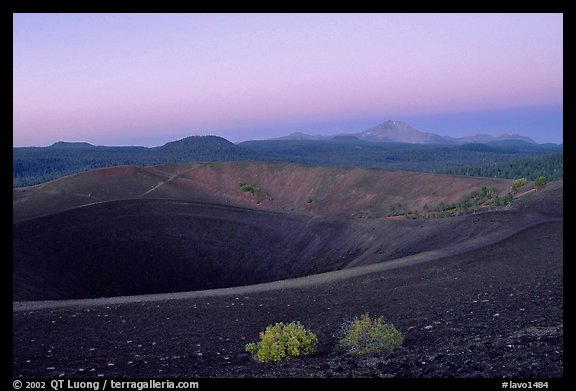 Crater at top of Cinder cone, dawn. Lassen Volcanic National Park, California, USA.