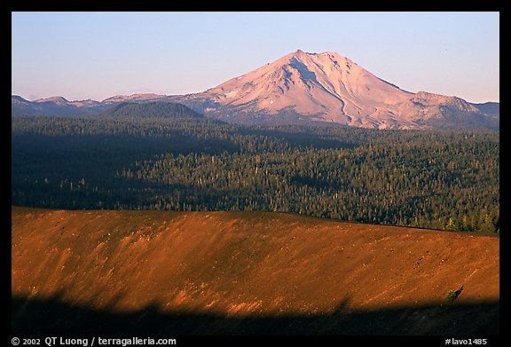 Top of Cinder cone and Lassen Peak, sunrise. Lassen Volcanic National Park, California, USA.