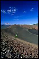 Barren cinder slopes in cone. Lassen Volcanic National Park, California, USA. (color)