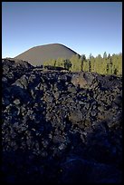 Fantastic lava beds and cinder cone, sunrise. Lassen Volcanic National Park, California, USA. (color)
