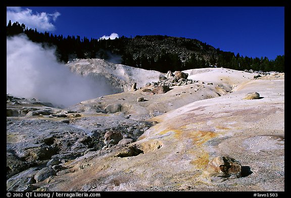 Colorful deposits in Bumpass Hell thermal area. Lassen Volcanic National Park, California, USA.