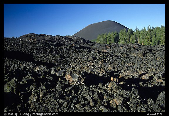 Fantastic lava beds and cinder cone, early morning. Lassen Volcanic National Park