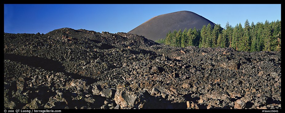 Hardened lava bed and Cinder Cone. Lassen Volcanic National Park (color)