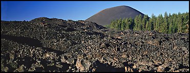 Hardened lava bed and Cinder Cone. Lassen Volcanic National Park (Panoramic color)