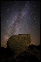 Glacial erratic boulder and Milky Way. Lassen Volcanic National Park ( color)