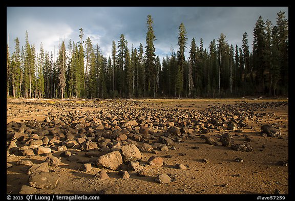 Boulders in dried lake. Lassen Volcanic National Park (color)
