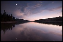 Moon and reflection, Juniper Lake. Lassen Volcanic National Park ( color)