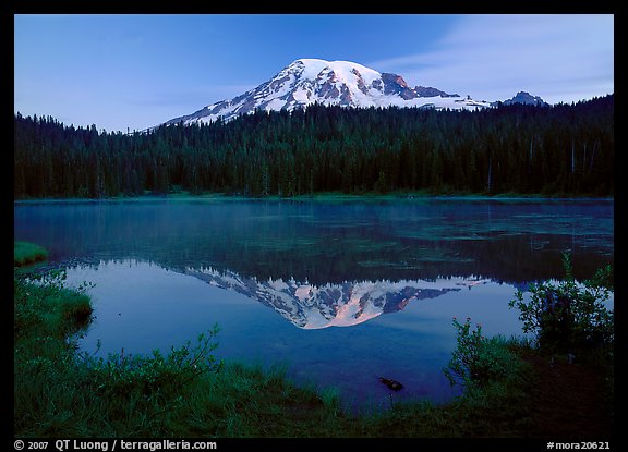 Mount Rainier reflected in lake at dawn. Mount Rainier National Park (color)