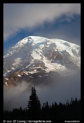 Mountain emerging from clouds. Mount Rainier National Park (color)
