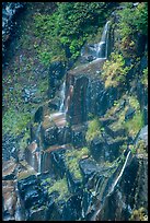 Cascades over columns of basalt, Narada Falls. Mount Rainier National Park ( color)