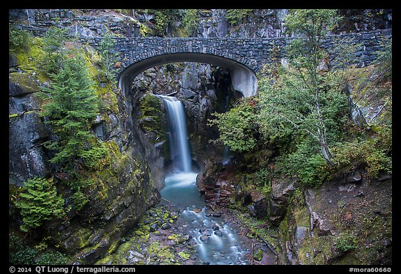 Road bridge and Christine Falls. Mount Rainier National Park (color)
