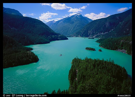 Turquoise waters in Diablo lake, North Cascades National Park Service Complex. Washington, USA.